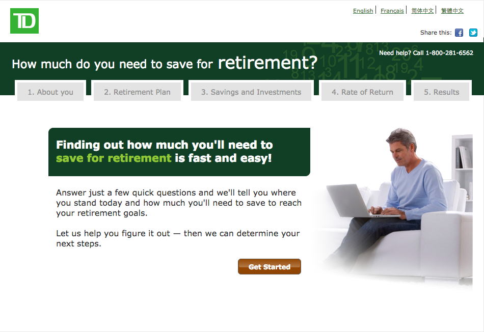Landing pages for financial services - TD Retirement Planning